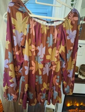 Floral Boho Long Sleeve Baby Doll Top